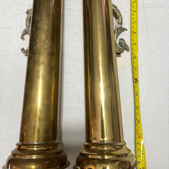 BRASS ARTILLERY SHELL CASING 19" CONVERTED TO BOOKEND/UMBRELLA STAND - Picture 2 of 6